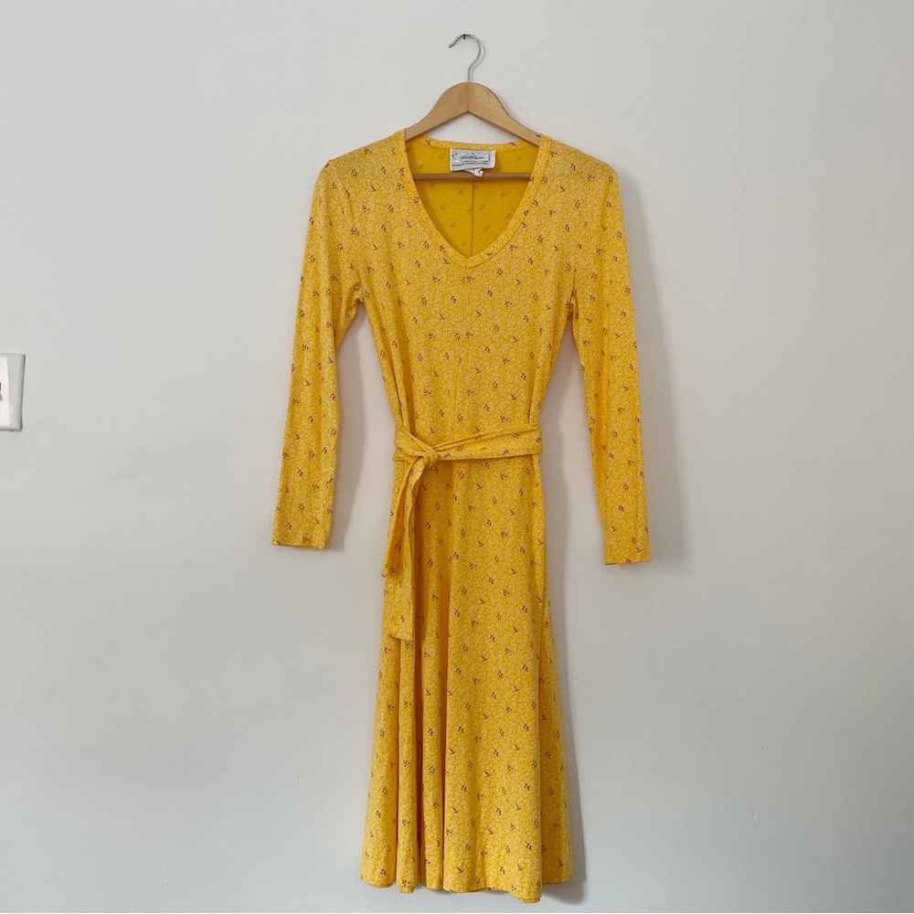Vintage 1970s Diane von Furstenberg Yellow Floral Dress SZ S